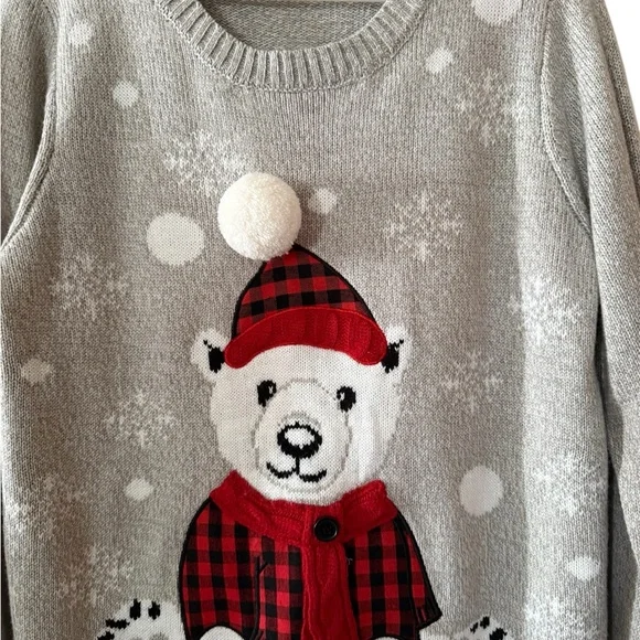 Karen Scott Christmas Polar Bear Knit Sweater M - Picture 3 of 5